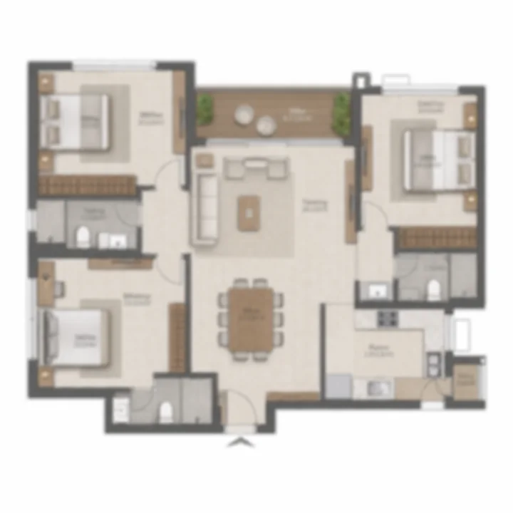 Godrej Whitefield 3 BHK floor plan — 1,600–1,850 sq ft
