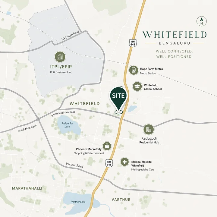 Godrej Whitefield location map showing nearby landmarks